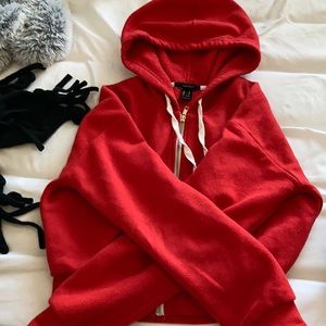 red f21 cropped hoodie